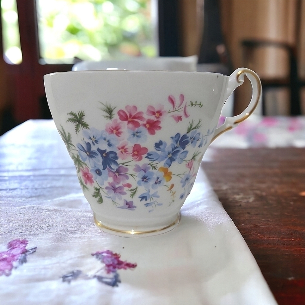 Regency Vintage Bone China Tea Cup with Floral and Gold Trim
